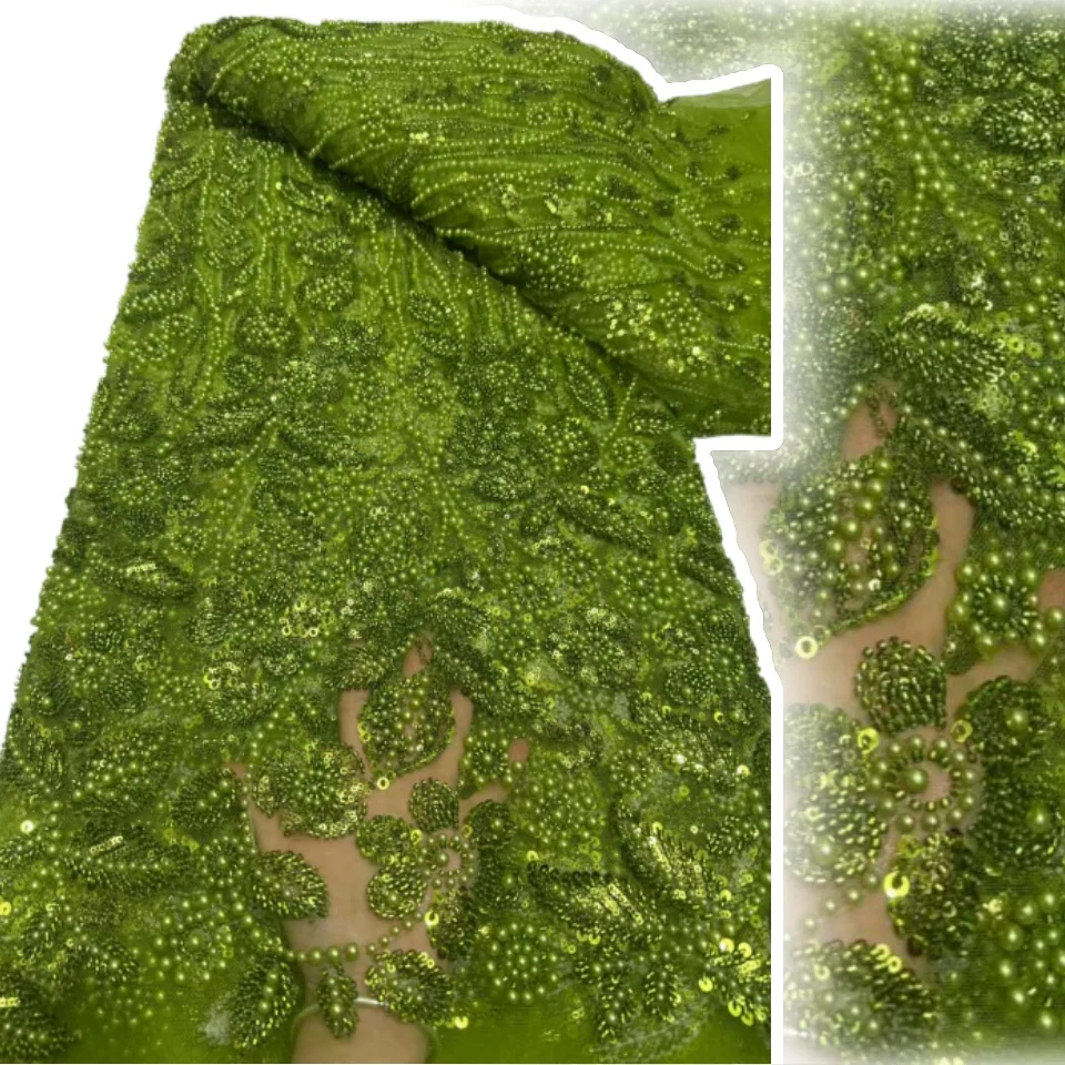 

Роскошная африканская кружевная ткань с блестками, высокое качество, кружевная ткань для жениха, вышивка бисером, французская нигерийская ткань для женщин, праздничное платье CC1523