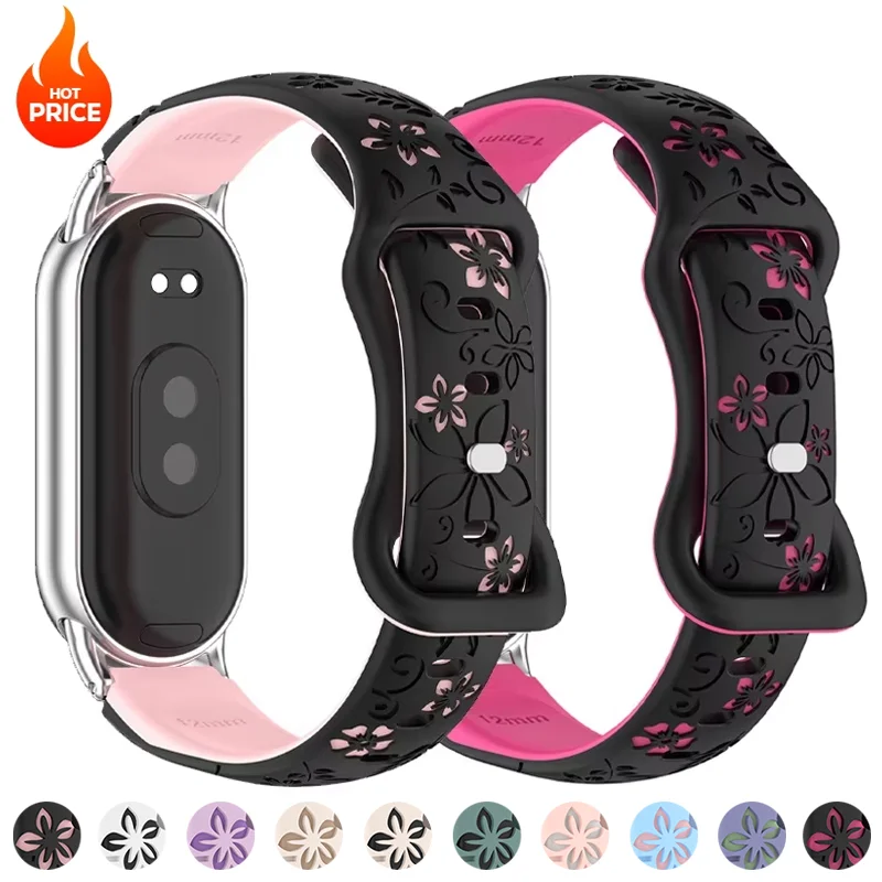Silikonarmband für Xiaomi Watch 11 10 9 8 Blumen 3D Graviertes Armband Smartwatch Atmungsaktives Uhrenarmband für Xiaomi Band 11 NFC