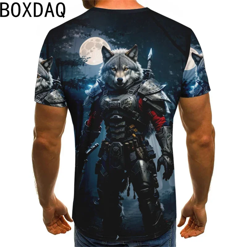 3D Funny Wolf Pattern Printed T-Shirt Big Size 6XL Men Casual Tops Summer Short Sleeve O-Neck Street Personality Tees