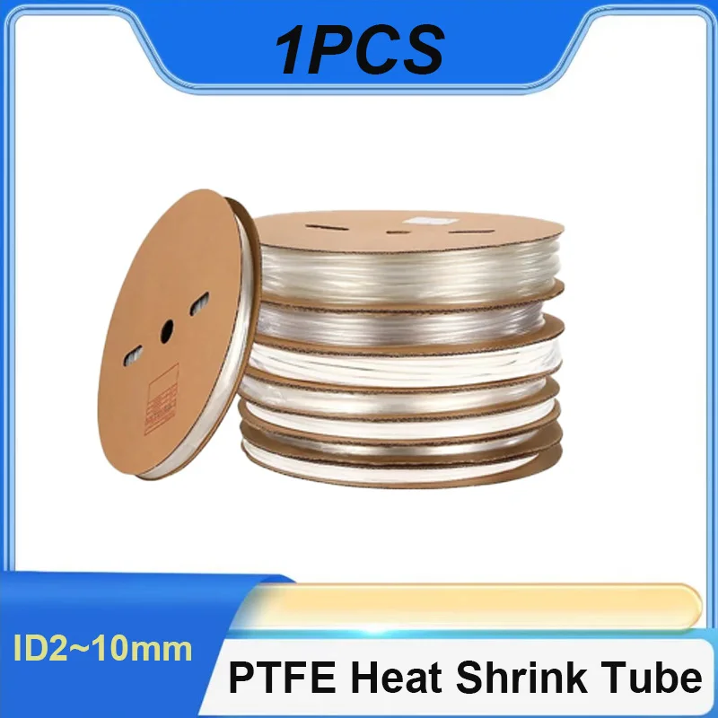4:1 PTFE FEP Heat Shrink Tube ID 2~10mm Transparent High Temperature Oil Resistance Tubing Cable Wire Heatshrink Tube