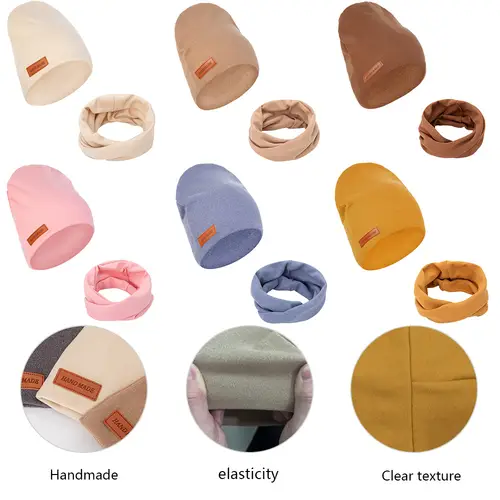 2Pcs/Lot Faux Cashmere Baby Turban Hats Scarf Set Newborn Kids Leather Stick Winter Double Layers Caps Bonnets Fashion Headwraps - Image 5
