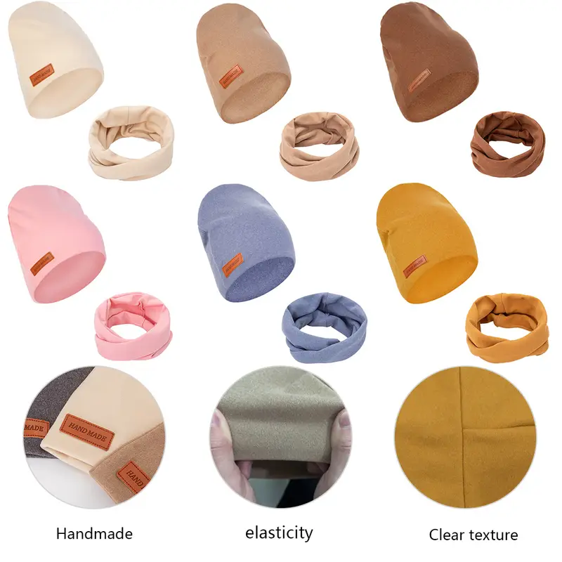 2Pcs/Lot Faux Cashmere Baby Turban Hats Scarf Set Newborn Kids Leather Stick Winter Double Layers Caps Bonnets Fashion Headwraps - Image 5