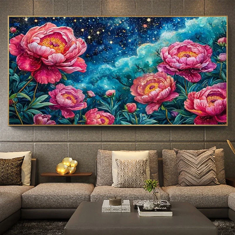 

Peony Flowers 5D Diamond Painting Full Diamond Art Embroidery Office Hotel Living Room Home Decor DIY Diamond Cross Stitch Kits