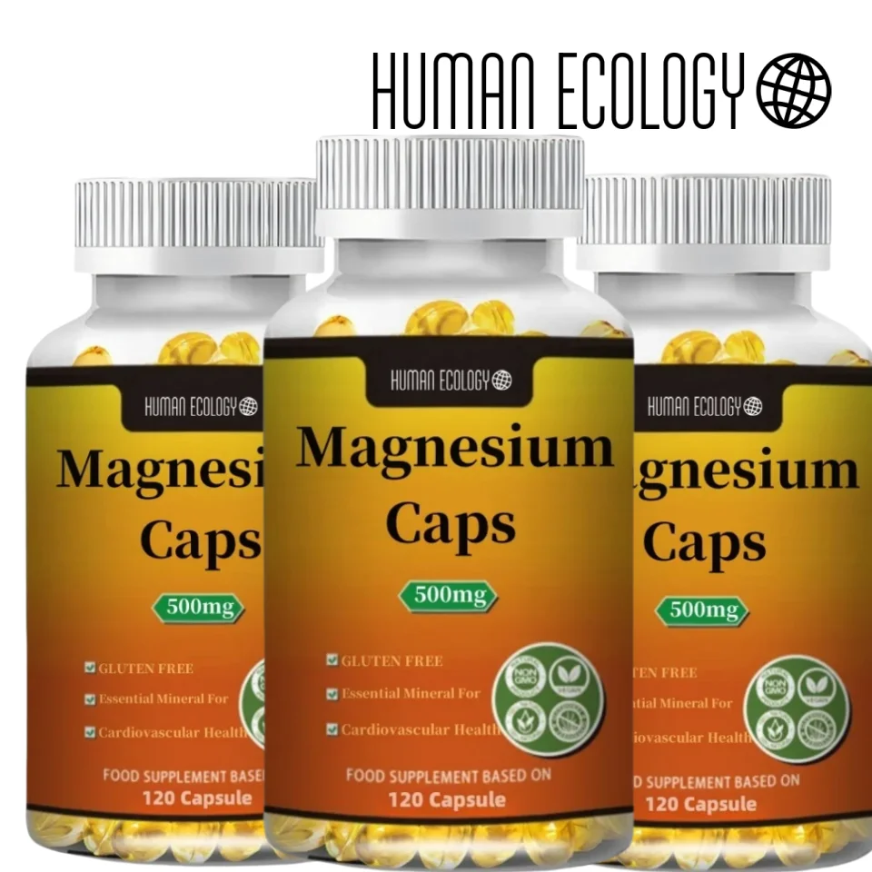 Magnesium Capsules 500 mg, magnesium oxide, citrate, succinate, heart health, healthy bones, metabolism support