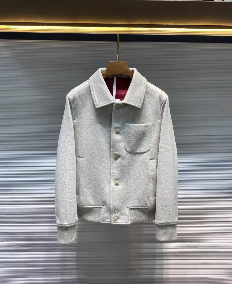 

Повседневная куртка из смесовой шерсти из хлопка с лацканами