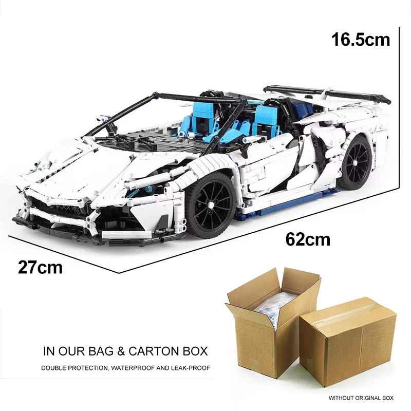 MOC F10002 การวิเคราะห์ 1:8 สีขาวSVJ LP700 กีฬารถBuilding Block Racingรถอิฐประกอบเด็กDIYของเล่นคริสต์มาสของขวัญเด็ก