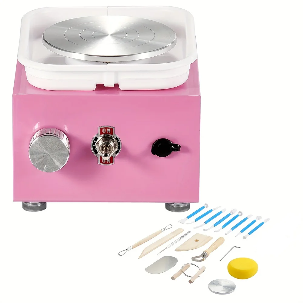 

Мини-гончарное колесо 0-320 об/мин, регулируемая скорость, съемная раковина, 2,56 дюйма/3,94 дюйма, 2 проигрывателя, художественное ремесло, работа, дом, сделай сам, розовый