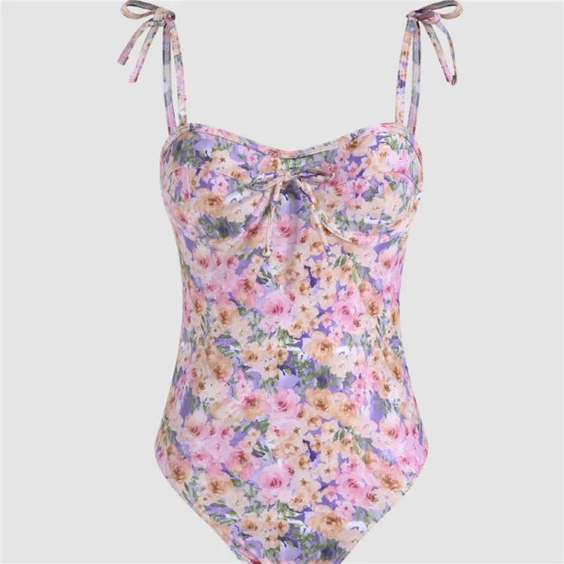 Wisuwore 2023 One Piece Swimsuit Vintage Swimwear Women Bathing Swimming Suit Female Summer Beachwear Beach Holiday Bodysuit