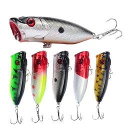 1pcs Fishing Lures Topwater Popper Bait 6.5cm 12g Hard Bait Artificial Wobblers Plastic Fishing Tackle with 6# Hooks