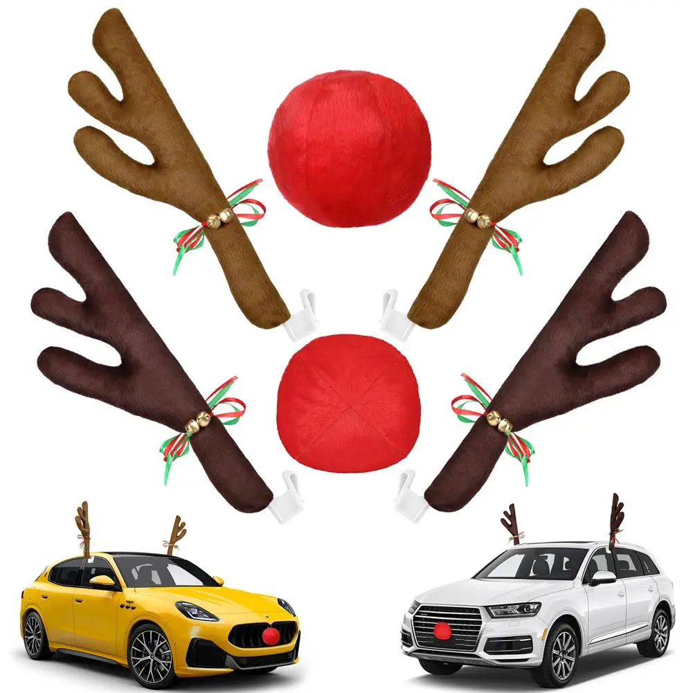 Kerst Auto Decoraties Set 3D Gedrukt Roestbestendig Trekhaak Cover Pluche Rendier Kerstman Sneeuwpop Stickers Feestelijk Voertuig Cadeau