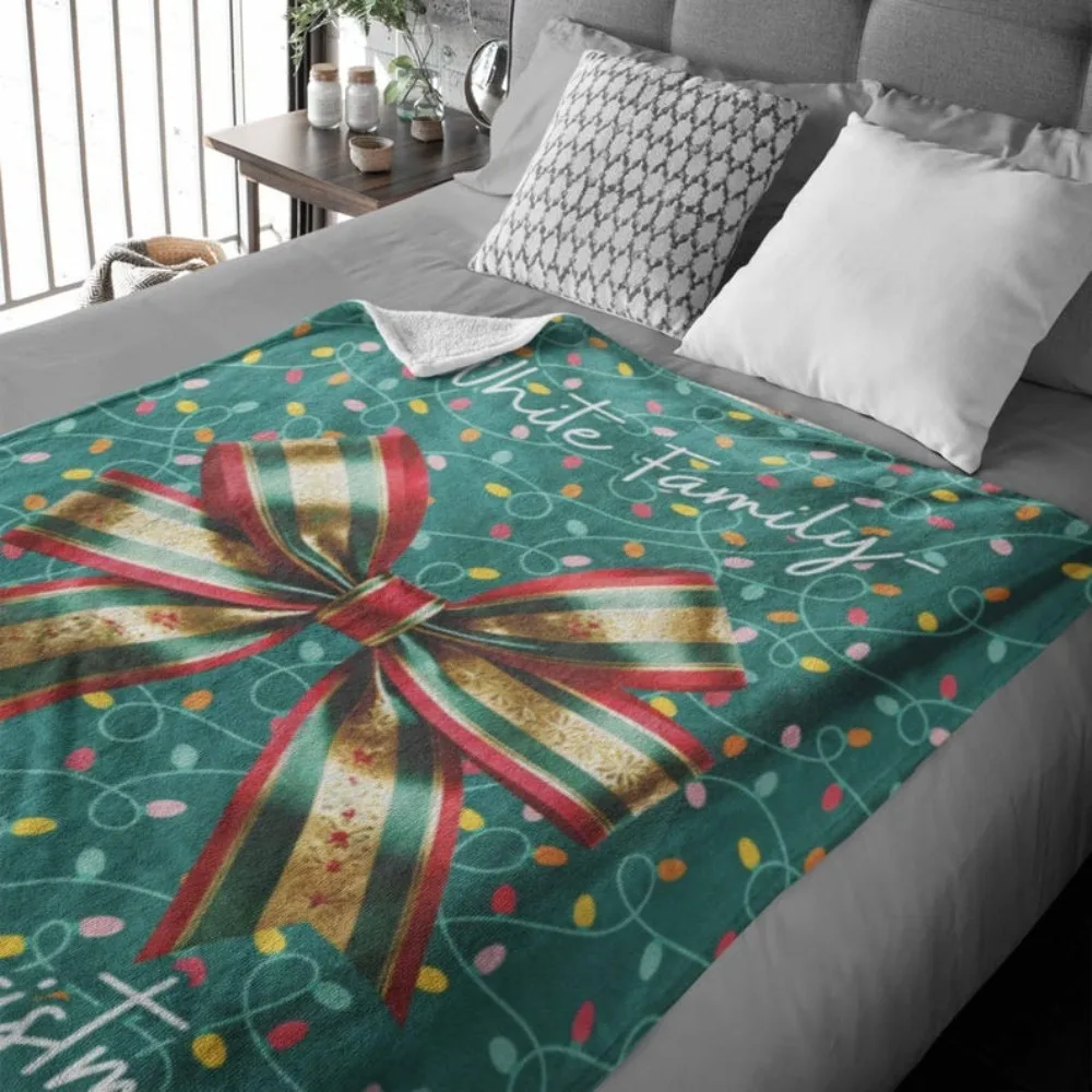 Персонализированное семейное рождественское одеяло разных размеров, 2D принт, тема снежного оленя, фланелевое одеяло, диван-кровать, подарок для сна, уютный
