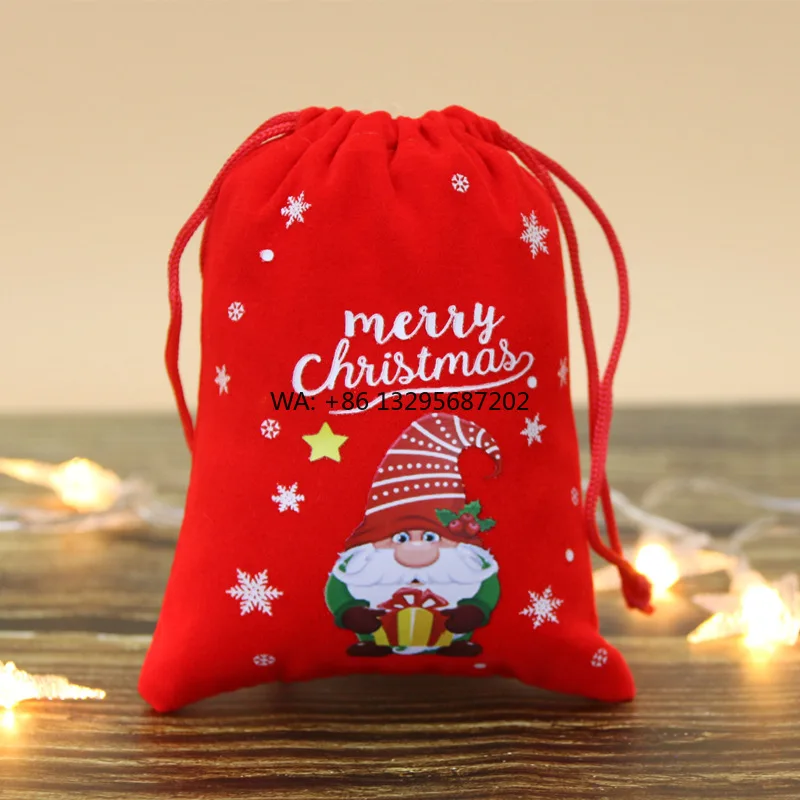 

Santa Claus Drawstring Bags for Christmas New Year Holiday-Candy Fruit Gift Sets Bulk Decors New Year Ornaments Reliable