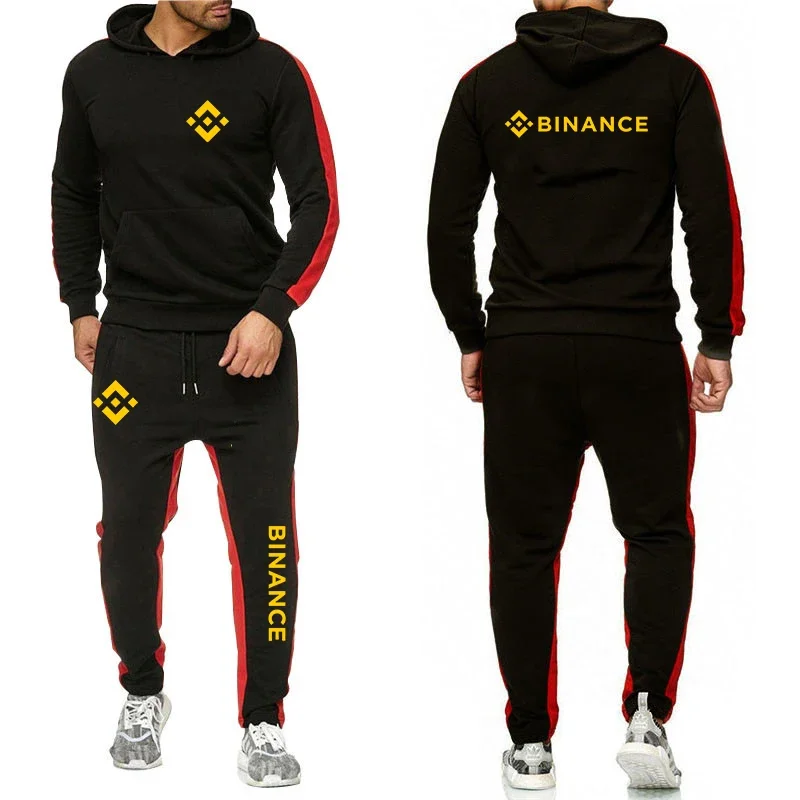 

Binance Crypto 2024 Men's New Tracksuit Fashion Printing Hoodies Solid Color Sweatshirts Tops+Sweatpants Leisure Sportswear Suit