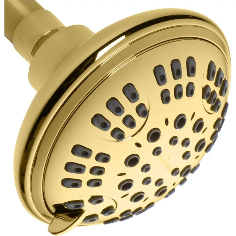 

Luxury Spa: ImperialShine Gold Shower Head, 4.5 inch 6 Spray Adjustable High Pressure Showerhead with 360 Degree Tilt