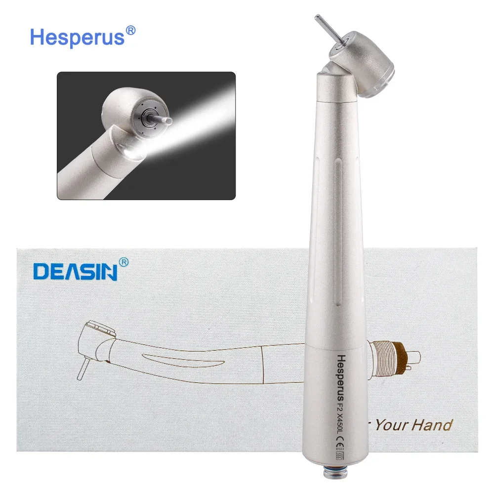 X450L Air Turbin  Dent al 45 Degree LED Fiber Optic High Speed Extraction Handpiece Button Compatible for NSK Coupler