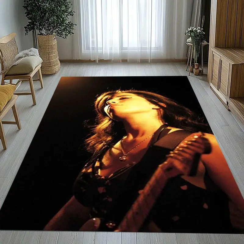Amy Winehouse Music Singer Soft Non-Slip Large Area Rug for Living Room,Bedroom Playroom Carpet Mat for Sofa,Home Decor Gift
