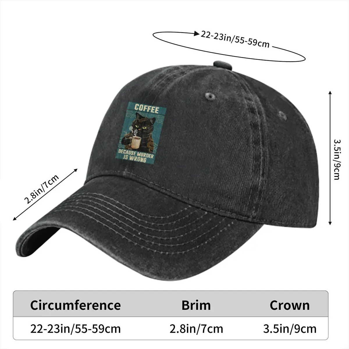 Because Murder Is Wrong Black Cat Lover Essential Baseball Cap Men Hats Women Visor Protection Snapback Cat Lover Caps