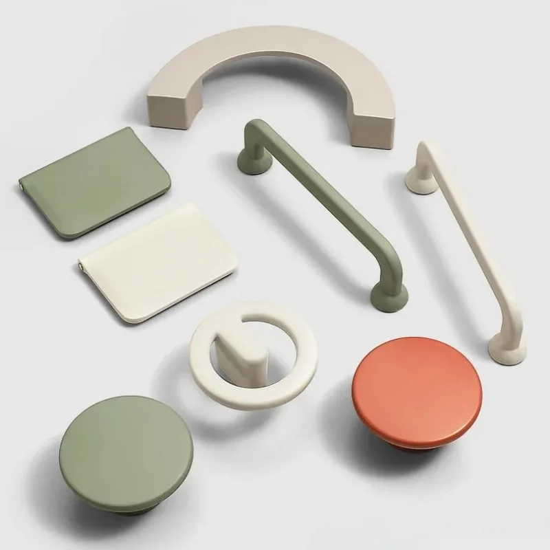 Modern Simple Style Drawer Cupboard Knobs Zinc Alloy Colourful Baking Paint Surface Treatment  Cabinet Door Handle
