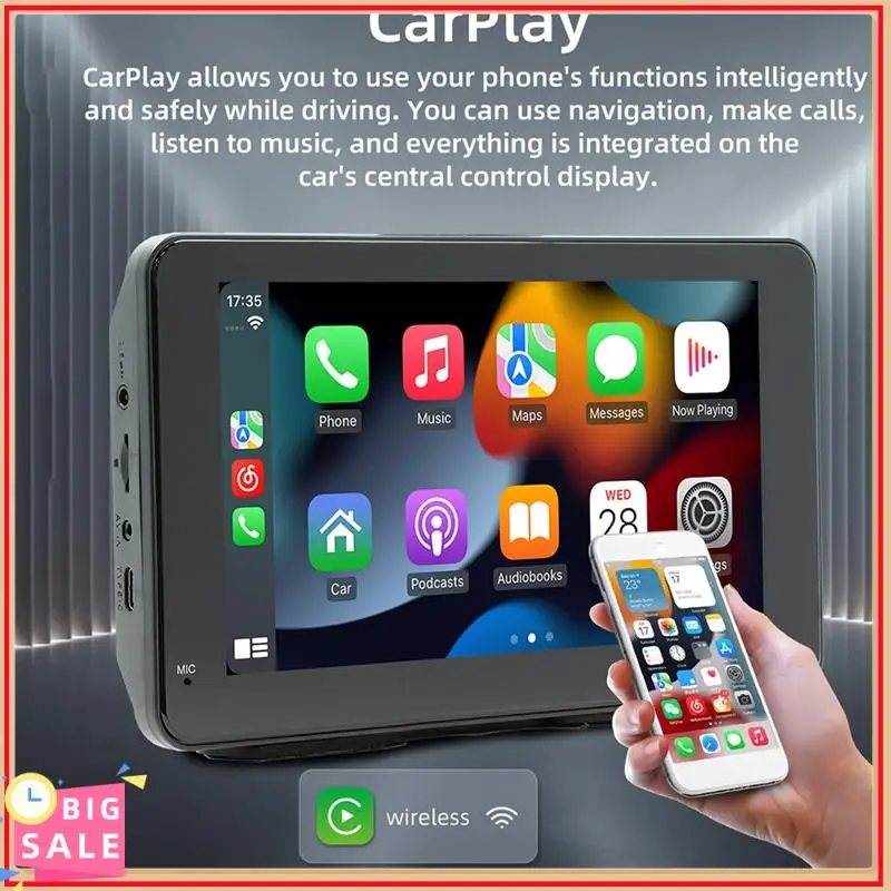 

Car 7 Inch Bluetooth Portable Screen Driving Recorder GPS Navigation Display Wireless Carplay Android AUTO MP5 Player