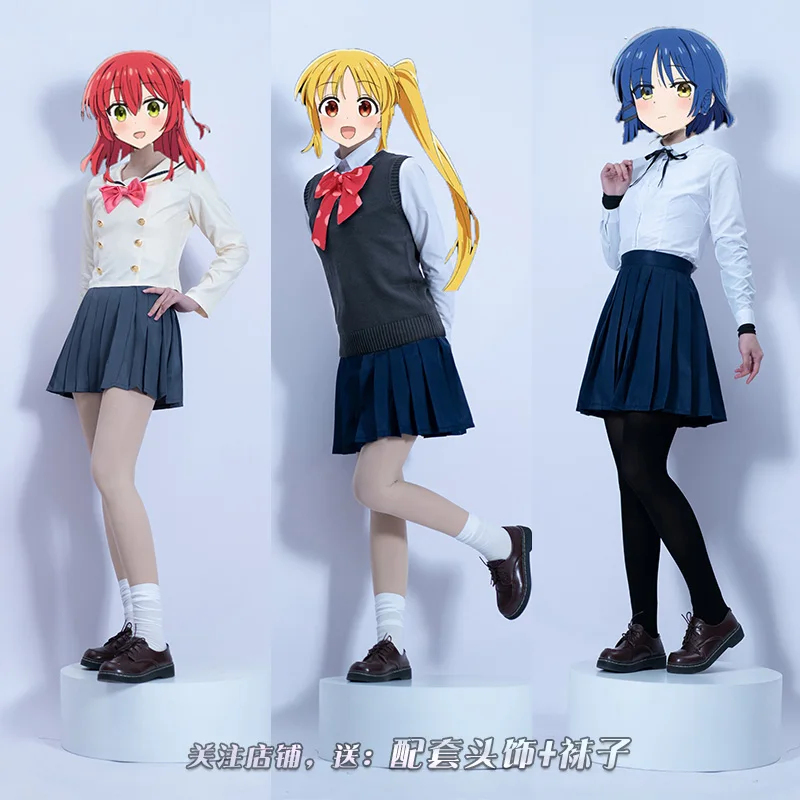 Anime Kessoku band cos Kita Ikuyo cosplay Ijichi Nijika Yamada Ryo cos Bocchi the rock School Uniform women costume H