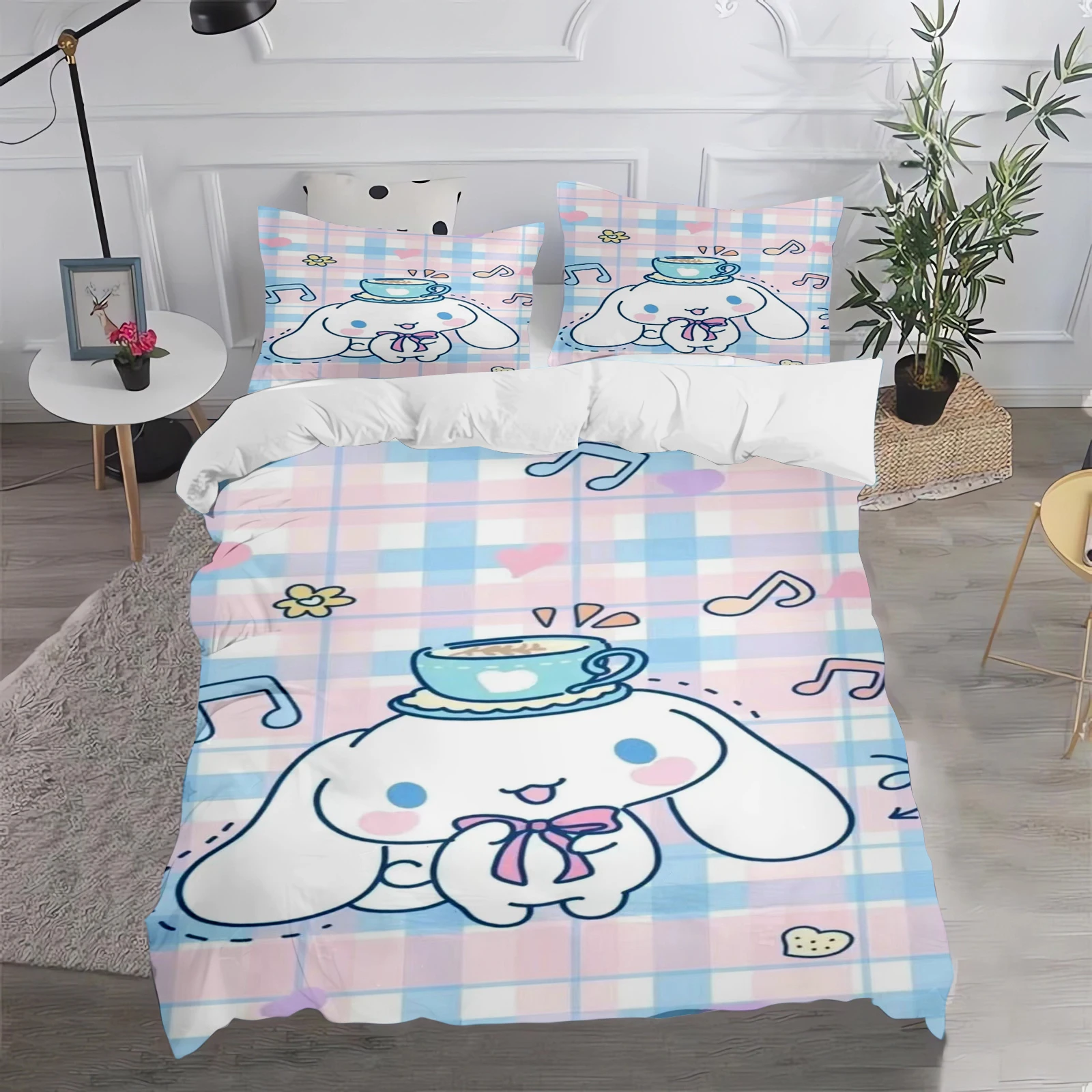 

Cartoon Duvet Cover Cinnamoroll Home Pillowcase Set Adult Bedroom Children Comforter Bedding