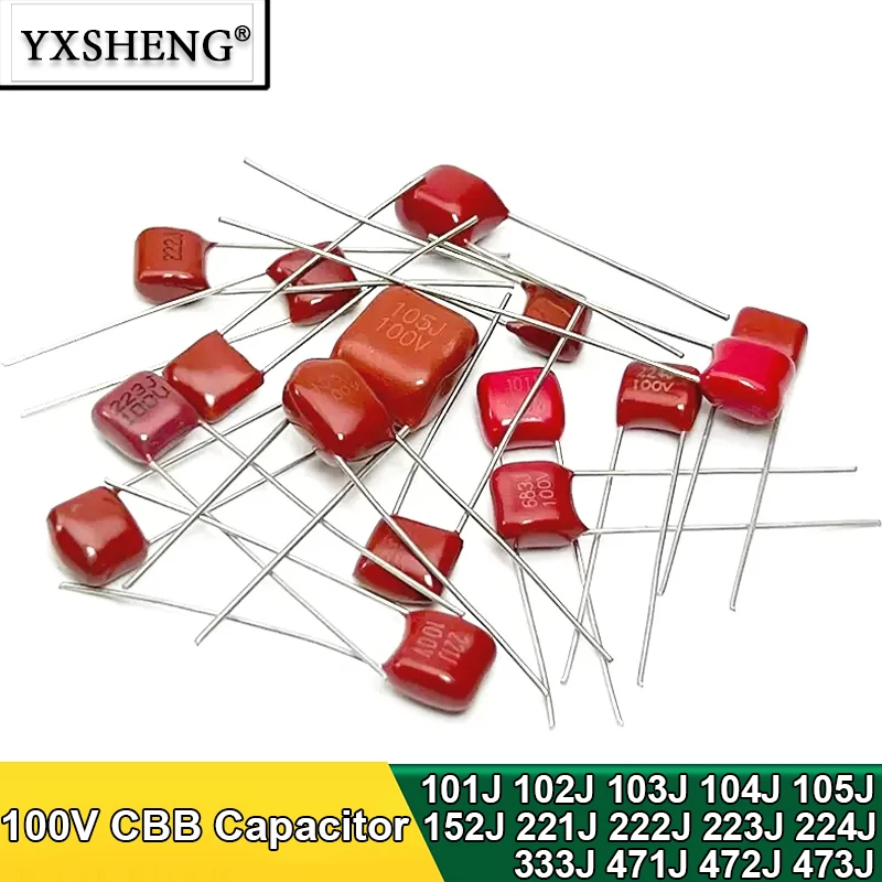 10PCS CBB Polypropylene Film Capacitor 100V 104 223 103 393 473J 333 154 224 334 474J 10nF 22nF 33nF 39nF 47nF 100nF 220nF 470nF