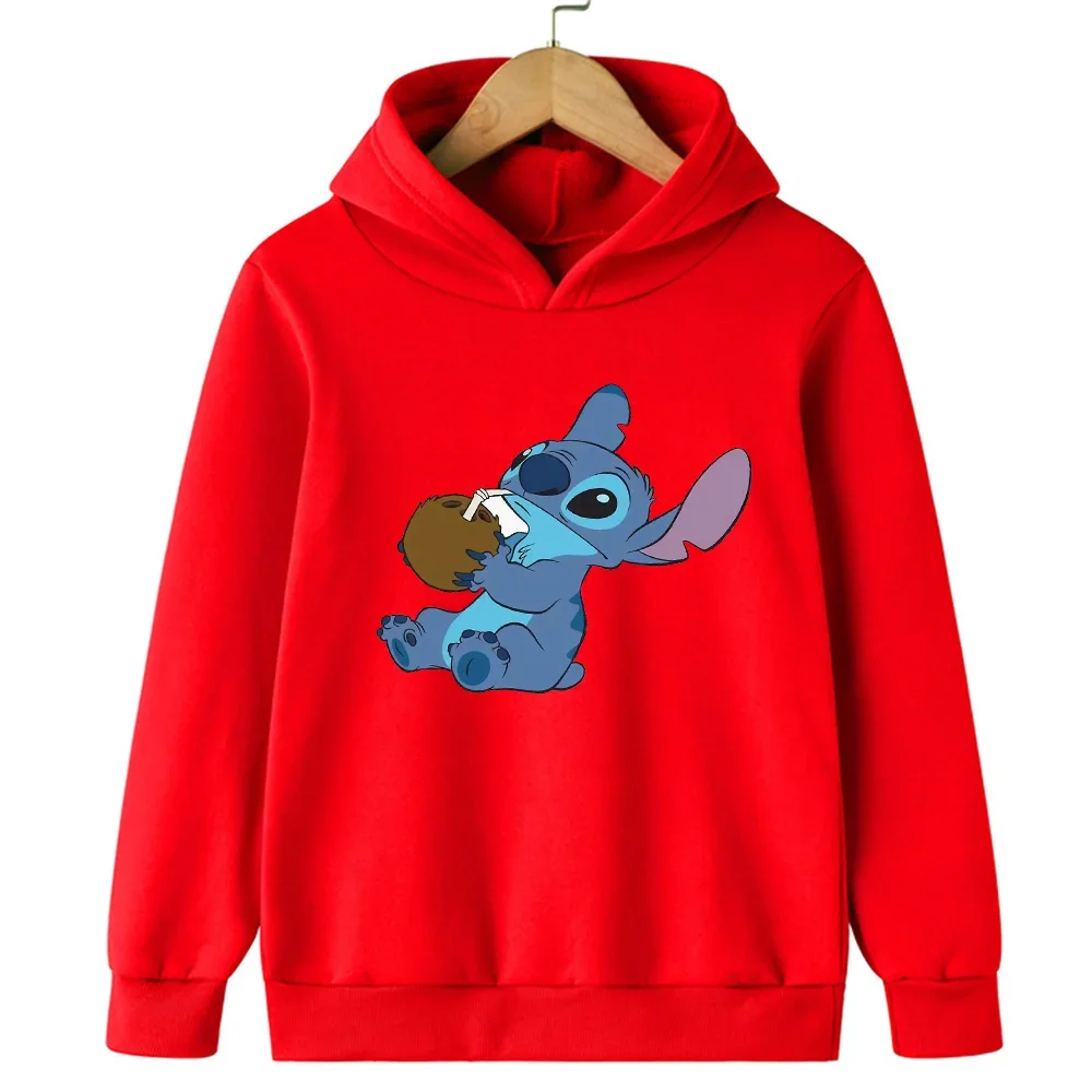 Fashion Hoodies Cartoon Stitch Cartoon Woman Sweatshirts Loose Hooded Pullover Black Hoodie Autumn Winter Women Clothing Tops