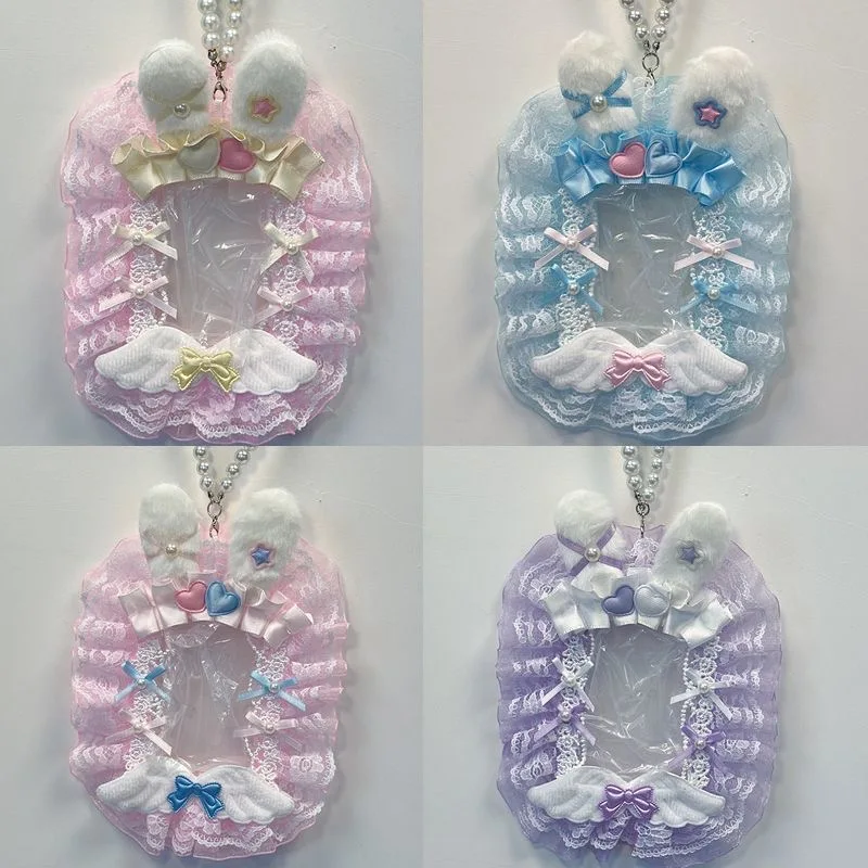 

Брелок для ключей с изображением идола, аксессуары y2k, держатель для карт в стиле Лолиты, аксессуары для сумки «сделай сам», подвеска для сумки, кружевные кроличьи уши