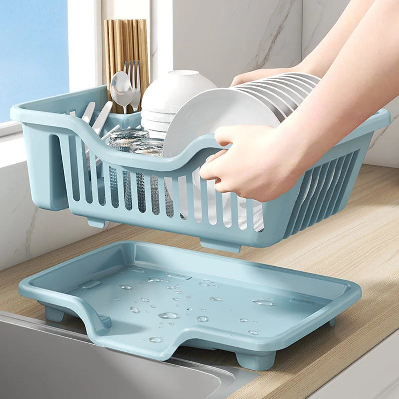 Dish Drying Rack Kitchen Utensils Drainer Rack With Drain Board Countertop Dinnerware Plates Bowls Chopsticks Spoons Organizer