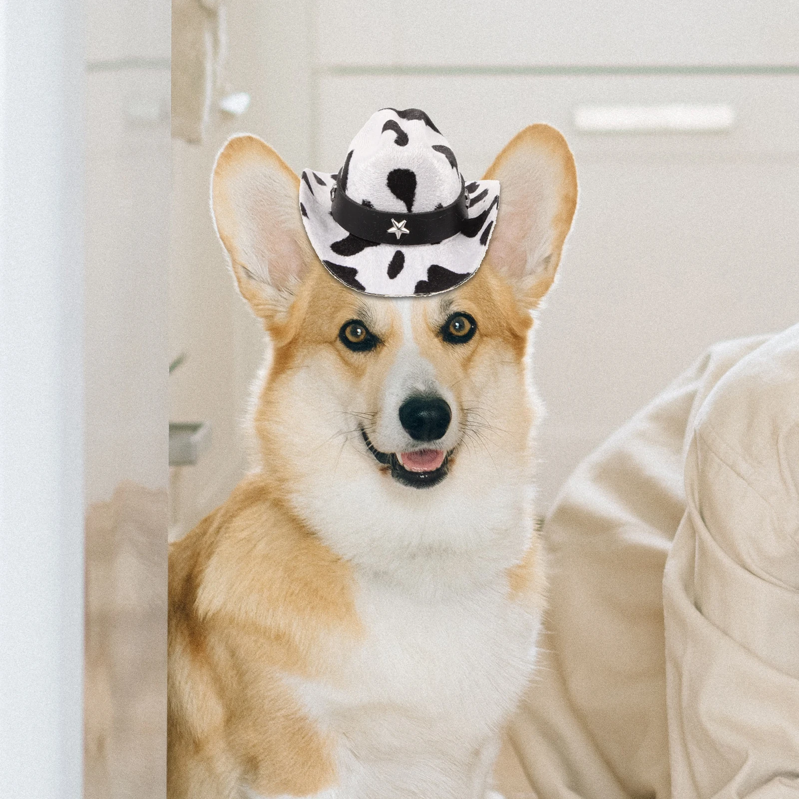 

Pet Cowboy Milk Pattern Anti Slip Adjustable Dog Cat Hats for Photo Party Cowboy Hat For Dogs Valentine Accessories