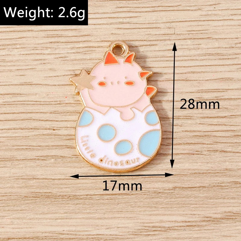 Tusember 10 Stück Mix Niedliche Charms Emaille Dinosaurier-Anhänger für Schmuckherstellung Niedliche Ohrringe Halsketten Armbänder DIY Bastelarbeiten – Detail 10