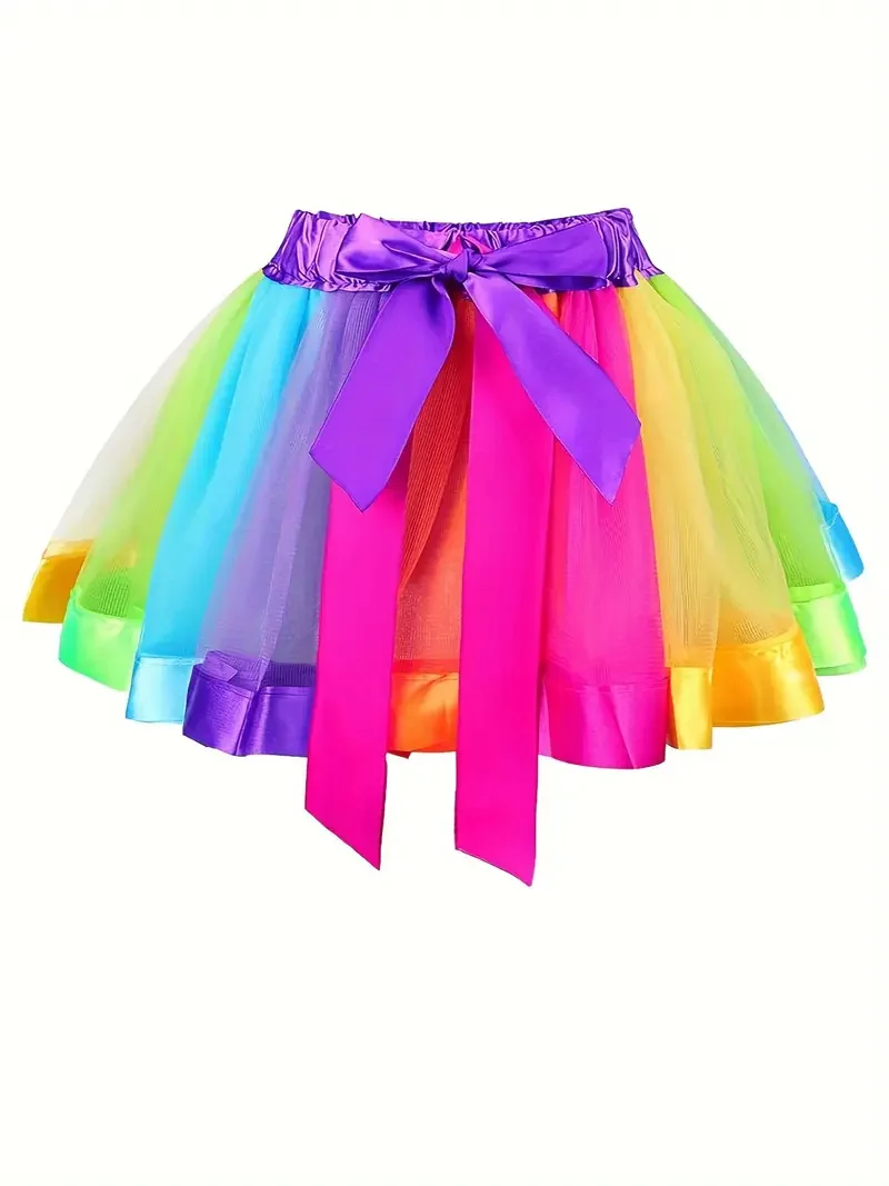 Hot Kids Lovely Handmade Colorful Tutu Skirt Girls Rainbow Tulle Tutu Pettiskirt Dance Bubble Skirt2-9T