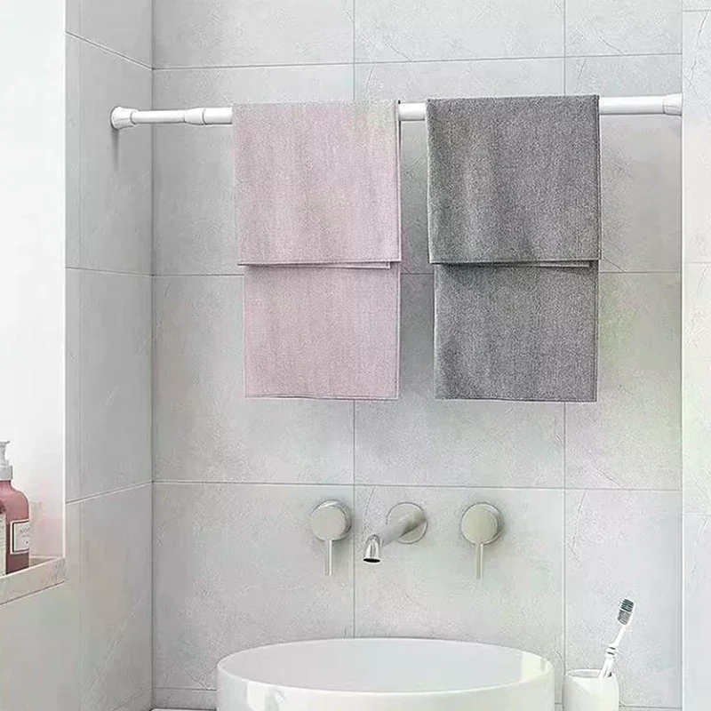 Adjustable Curtain Rod Spring Loaded Extendable Telescopic Poles For Bathroom Bar Shower No Drilling Hanging Rods 30-90cm
