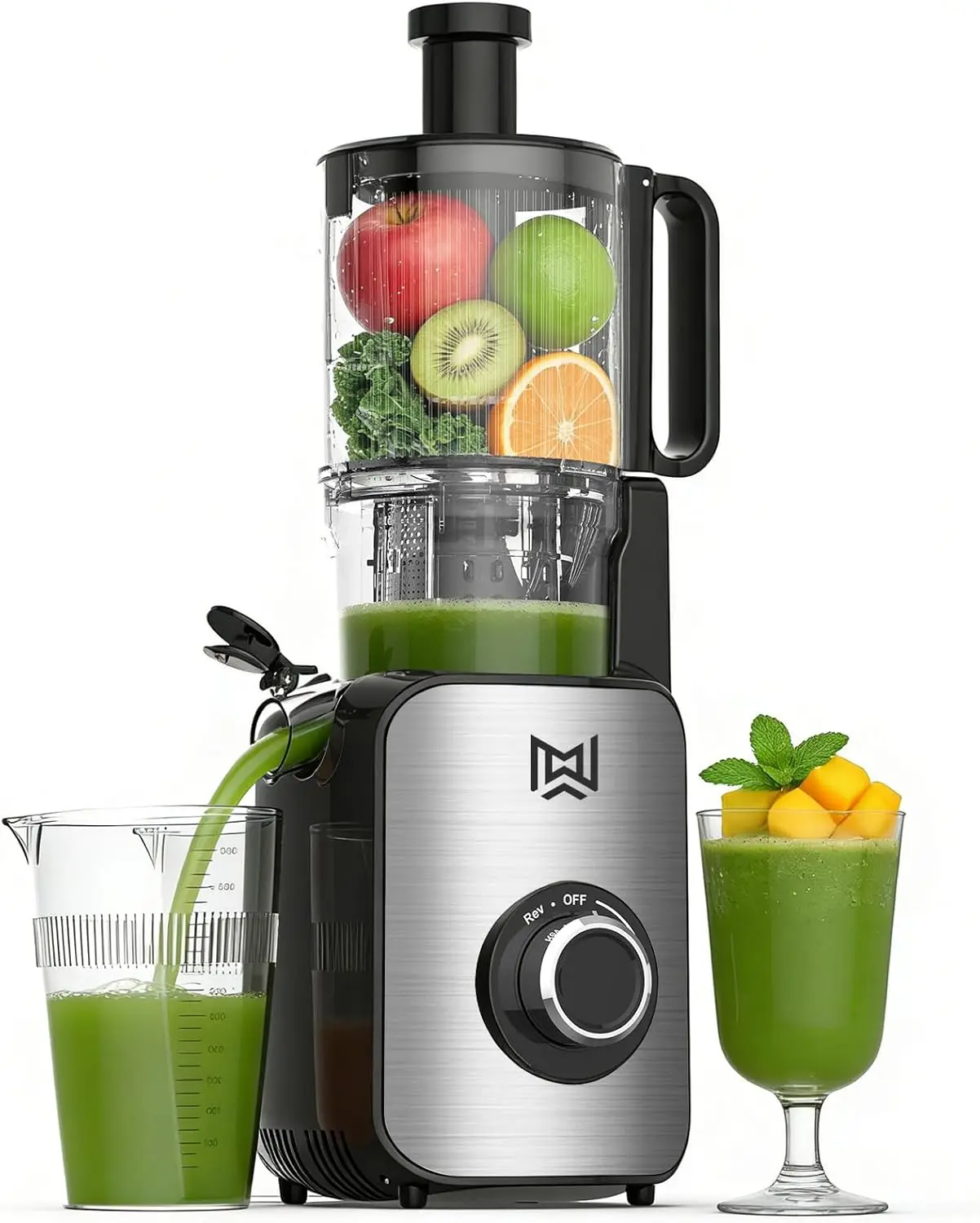 

Cold Press Juicer, Stainless Steel, 5.0" Wide Feed Chute, Slow Masticating for High Juice Yield, Easy Clean
