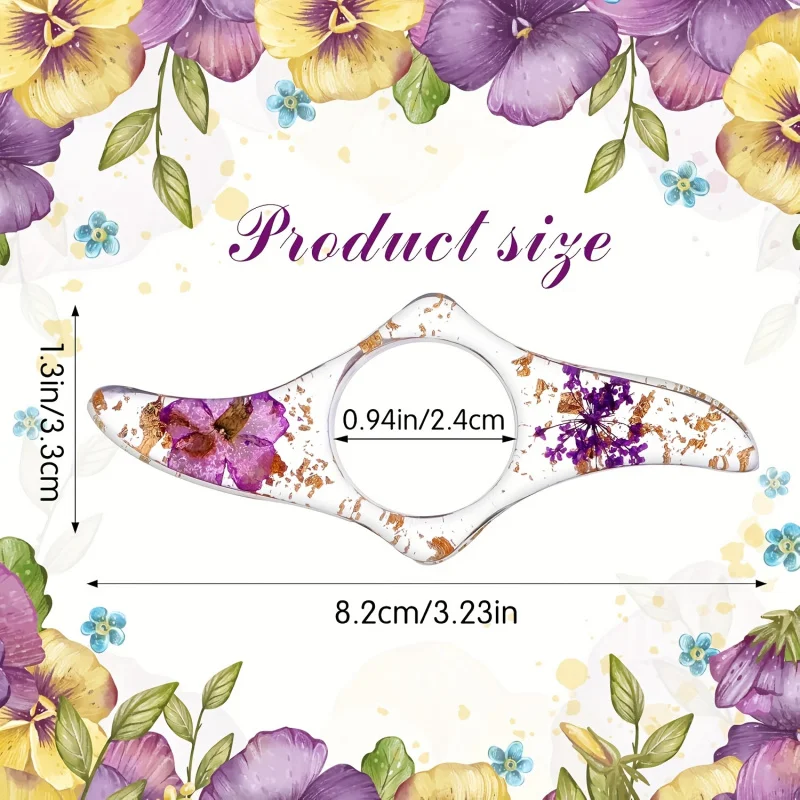 3Crystal Flower Theme Resin Book Thumb Clip | Polished End，Multicolor，Unique Birthday Wedding Gift，For Book Lovers，Elegant Resin