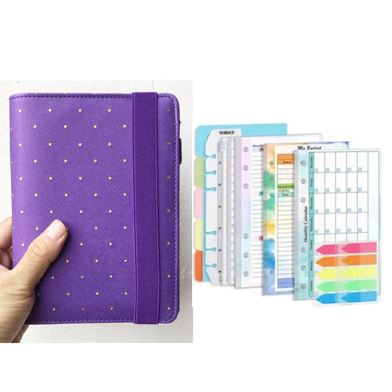 YIWI New A6 pianificatori di anelli in oro di colore viola Agenda quaderni diario Kawaii cancelleria fai da te all\'ingrosso dowaffook Abook