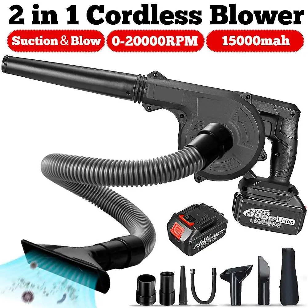 1600W Cordless Electric Air Blower 2 In 1 Blowing Suction Leaf Blower PC Dust Collector Vacuum Cleanner For Makita 18V Battery