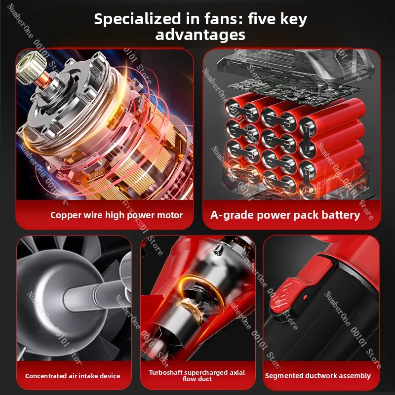 High-Power Lithium Battery Dust Blower Industrial Sanitation Leaf Blower Turbo Storm Gun Strong Wind Leaf Blower