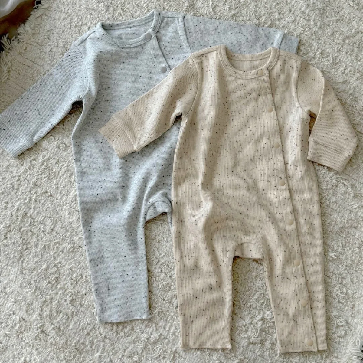 2026 Autumn New Baby Long Sleeve Romper Cotton Infant Boy Girl Casual Single Breasted Jumpsuit + Hat Newborn Clothes 0-24M