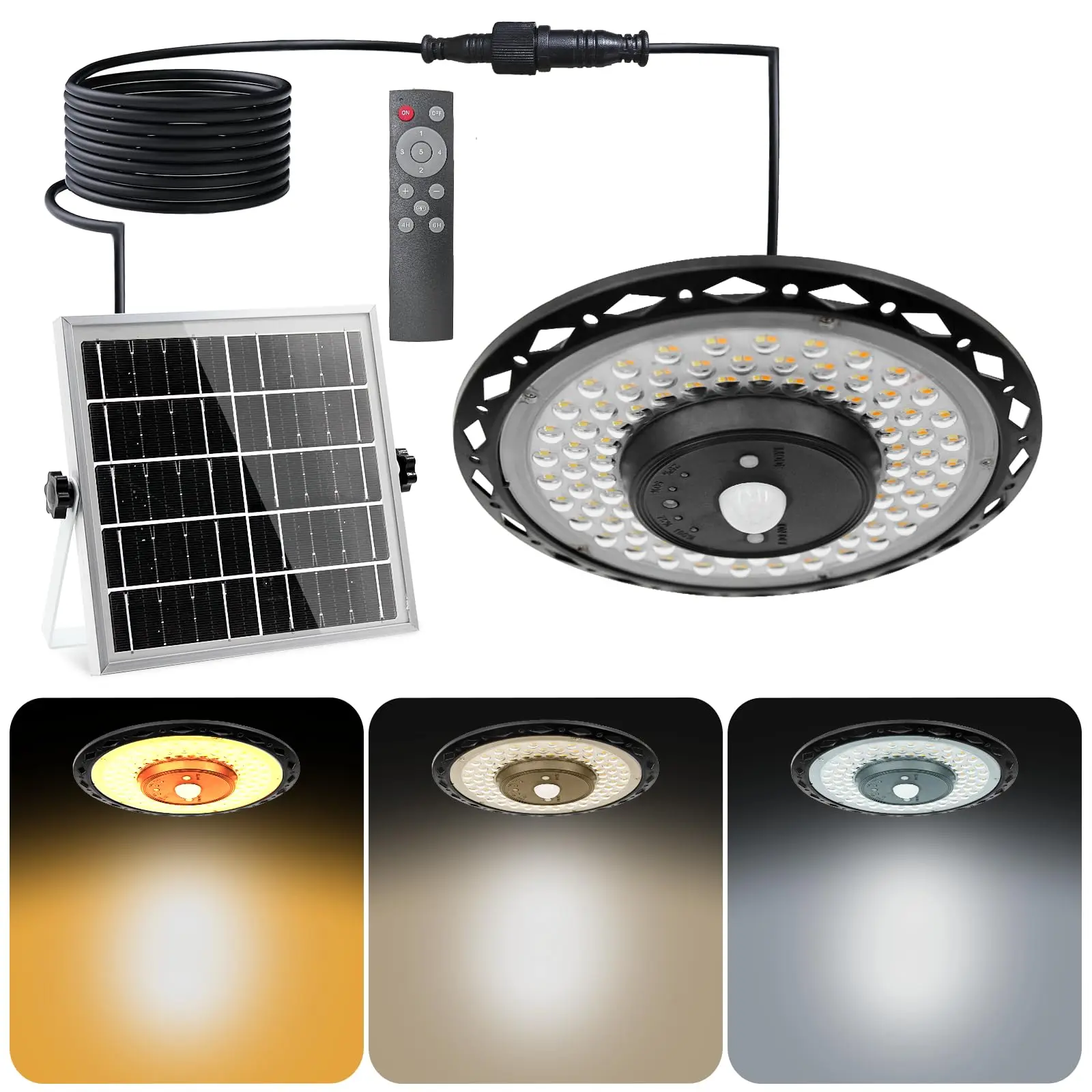 Solar Pendant LED Lights Outdoor Shed Light Sun Chandelier Sun Powered Lamp Wall Lamp Waterproof Hanging Lights for Garage Barn