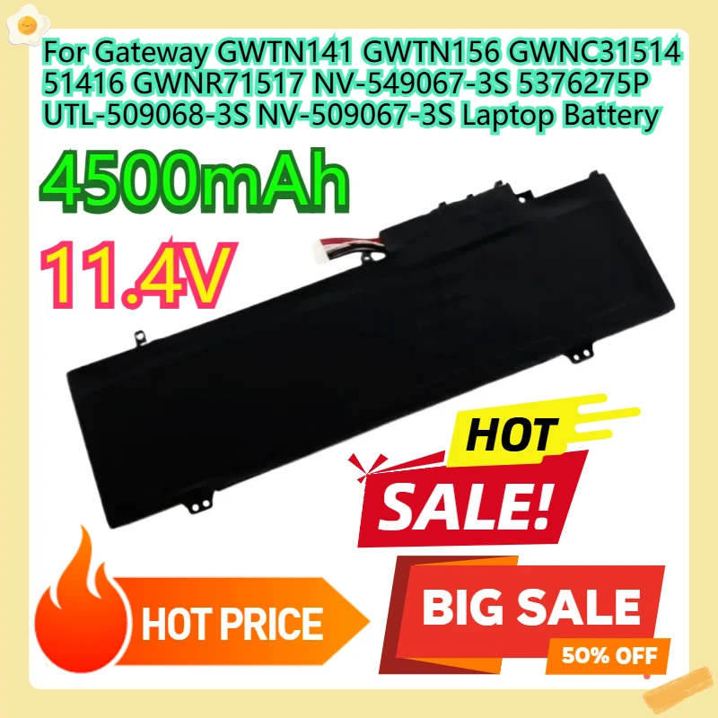 

For Gateway GWTN141 GWTN156 GWNC31514 51416 GWNR71517 NV-549067-3S 5376275P UTL-509068-3S NV-509067-3S Laptop Battery