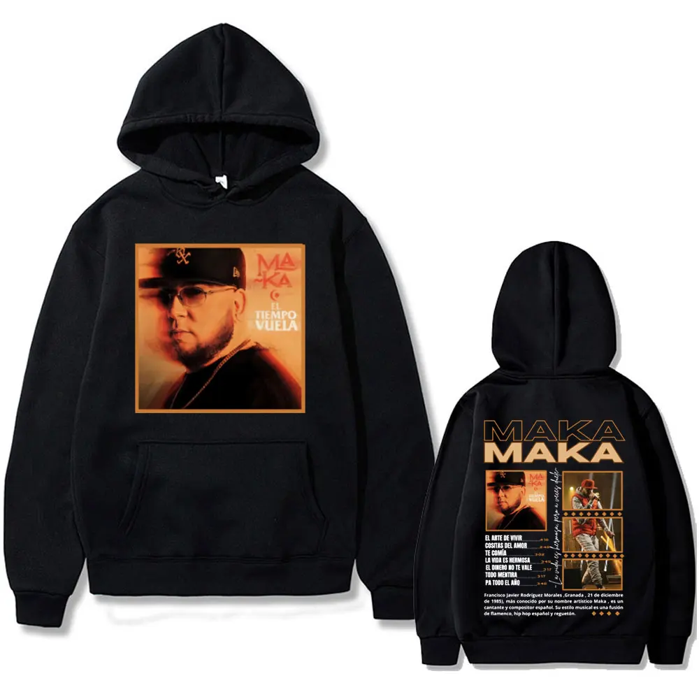 

Rapper Maka El Tiempo Vuela Tour 2025 Hoodie Men Women Hip Hop Oversized Hooded Sweatshirt Men's Clothing Fashion Trend Pullover
