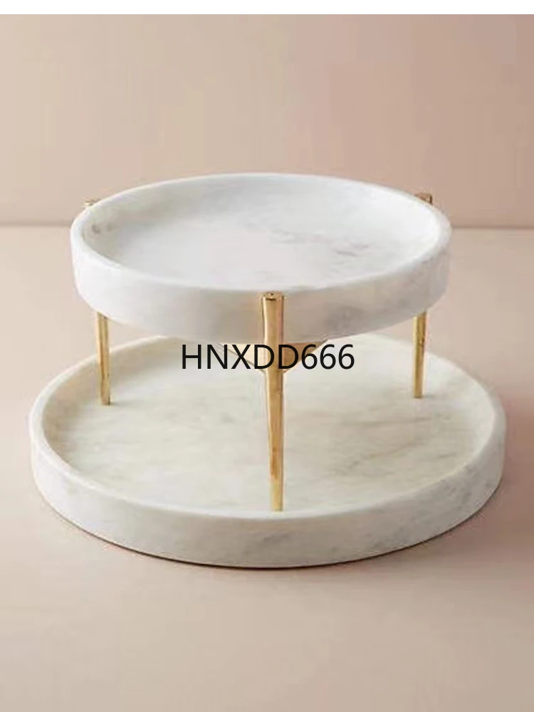

Light luxury Nordic style double-layer creative dessert table, combination shelf, natural marble storage tray