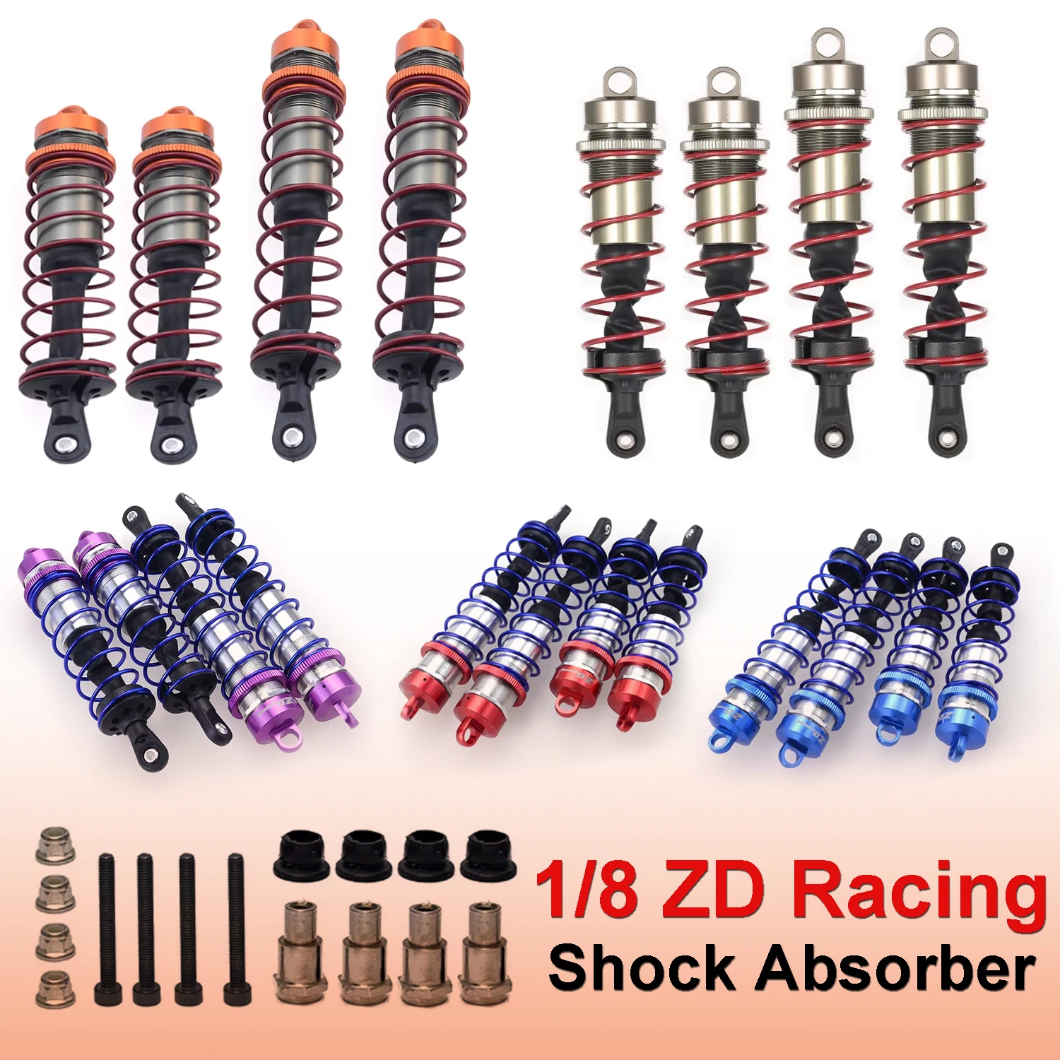 4 amortisseurs ZD Racing 1/8 120 mm/140 mm avant et arrière en métal pour voiture RC Drift Off Road Monster HPI TROPHY