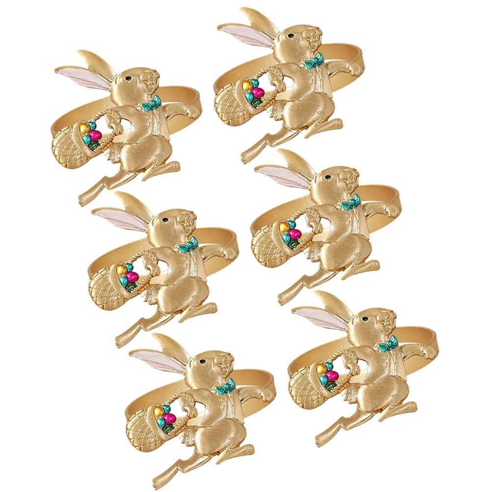 6pcs Easter Bunny Napkin Rings – Rabbit-Shaped Elegant Table Decor for Dining, Parties & Holiday Table Adornments