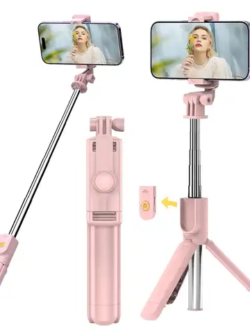 Wireless Selfie Stick Tripod Stand with Light Bluetooth Remote Extendable Tripod for iPhone Mobile Phone Tiktok Live Streaming