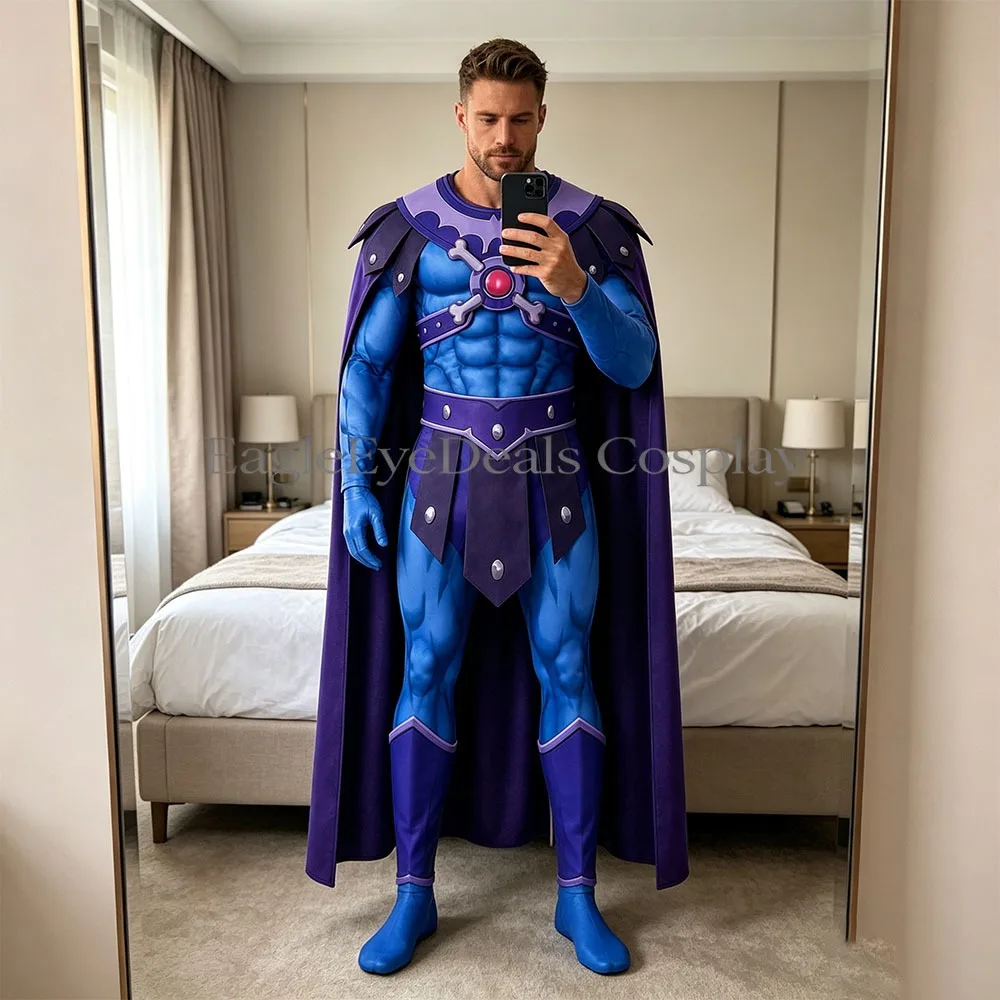 Men Fantasy Warrior Cosplay Full Set With Cape, Retro Game Inspired Costume for Halloween Carnival Masquerade Party