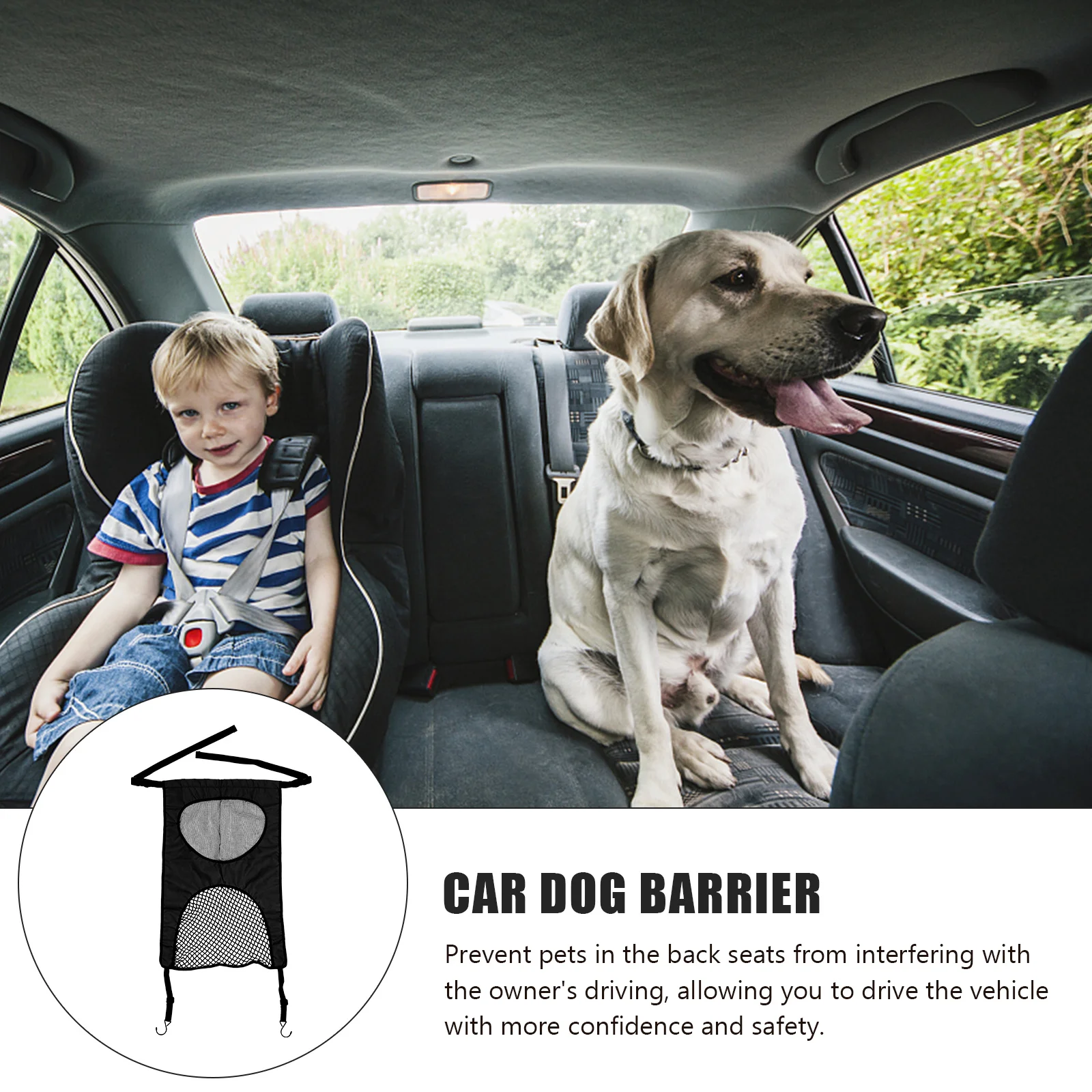 

Adjustable Pet Barrier Mesh For Safety Heavy-Duty Vehicle Backseat Divider For Dogs Universal Fit Auto Interior Protection