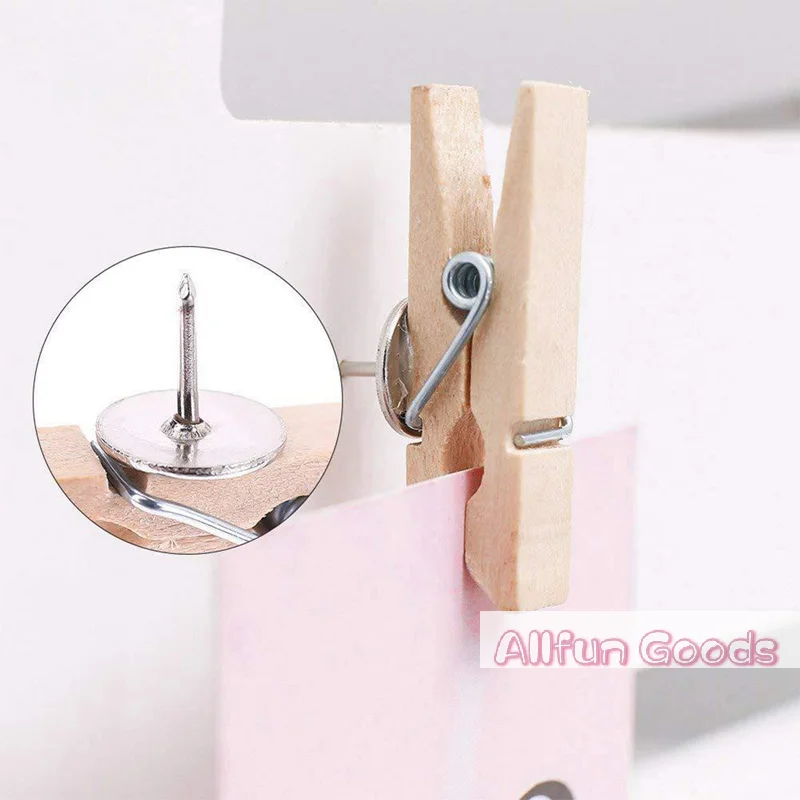 [TG835]20Pcs/Box Office & School Stationery Pins Durable Wooden Clip Push Pins Decorative Binder Thumb Tacks For Cork Blackboard