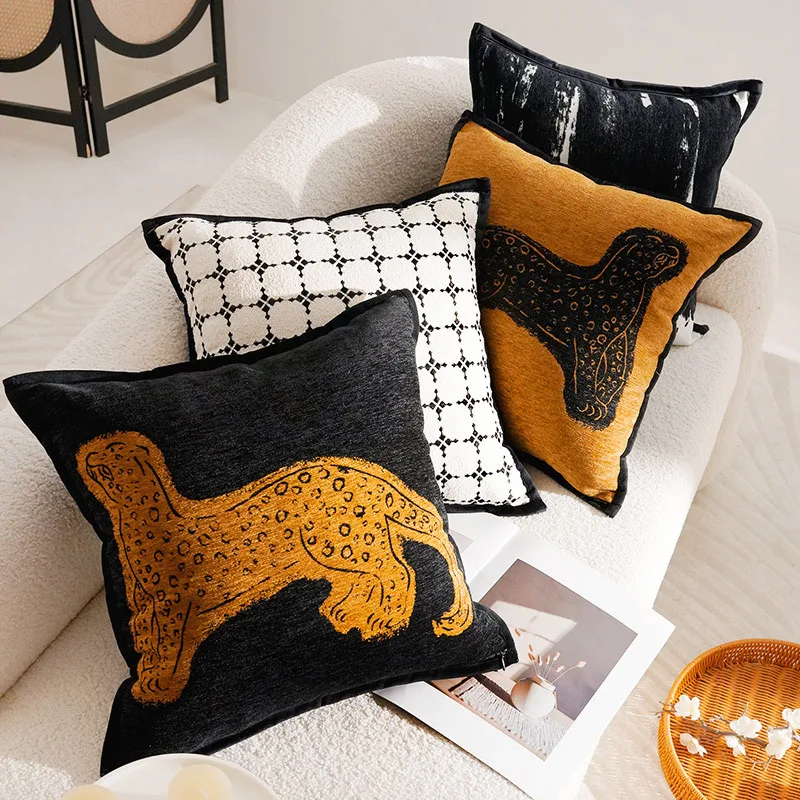 30X50/45X45CM Brown Leopard Throw Pillow Cover Nordic Modern Stamping Waist Cushion Cover Decor Home Decorative Pillowcase